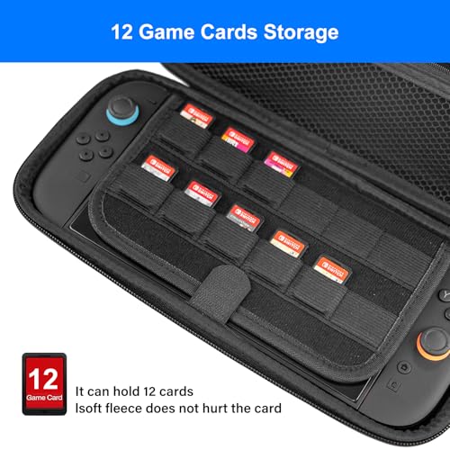 iPLYGAM Carrying Case for Nintendo Switch 2(2025), Protective Hard Shell Travel Switch 2 Case Holder 12 Game Cartridge Slots, Portable Carry Handbag Pouch for Console&Accessories, Black