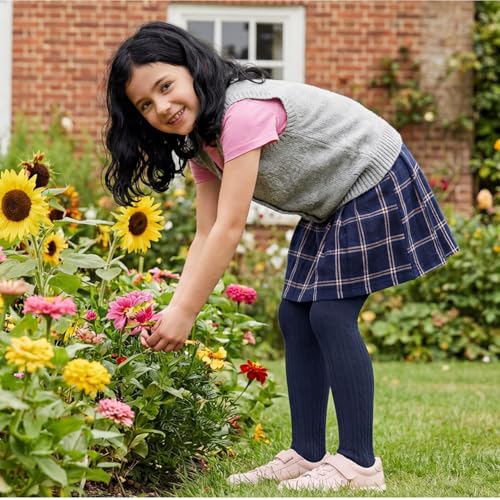 Image of Zando 3Pack Girls Tights Kids Cable Knit Cotton Winter Warm Leggings 4-12T | Footed Seamless Stockings for Girls, School Uniform and Daily Skirt Wear. Thick Warm Fabric with High Stretch