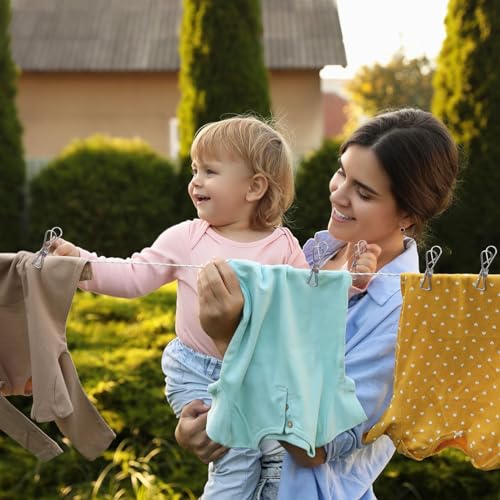 Duijinyu W009 40 Pack Clothes Pins Heavy Duty, 304 Stainless Steel Clothes Pins With Waterproof Bag, Metal Clothespins Assorted Size thumb #2