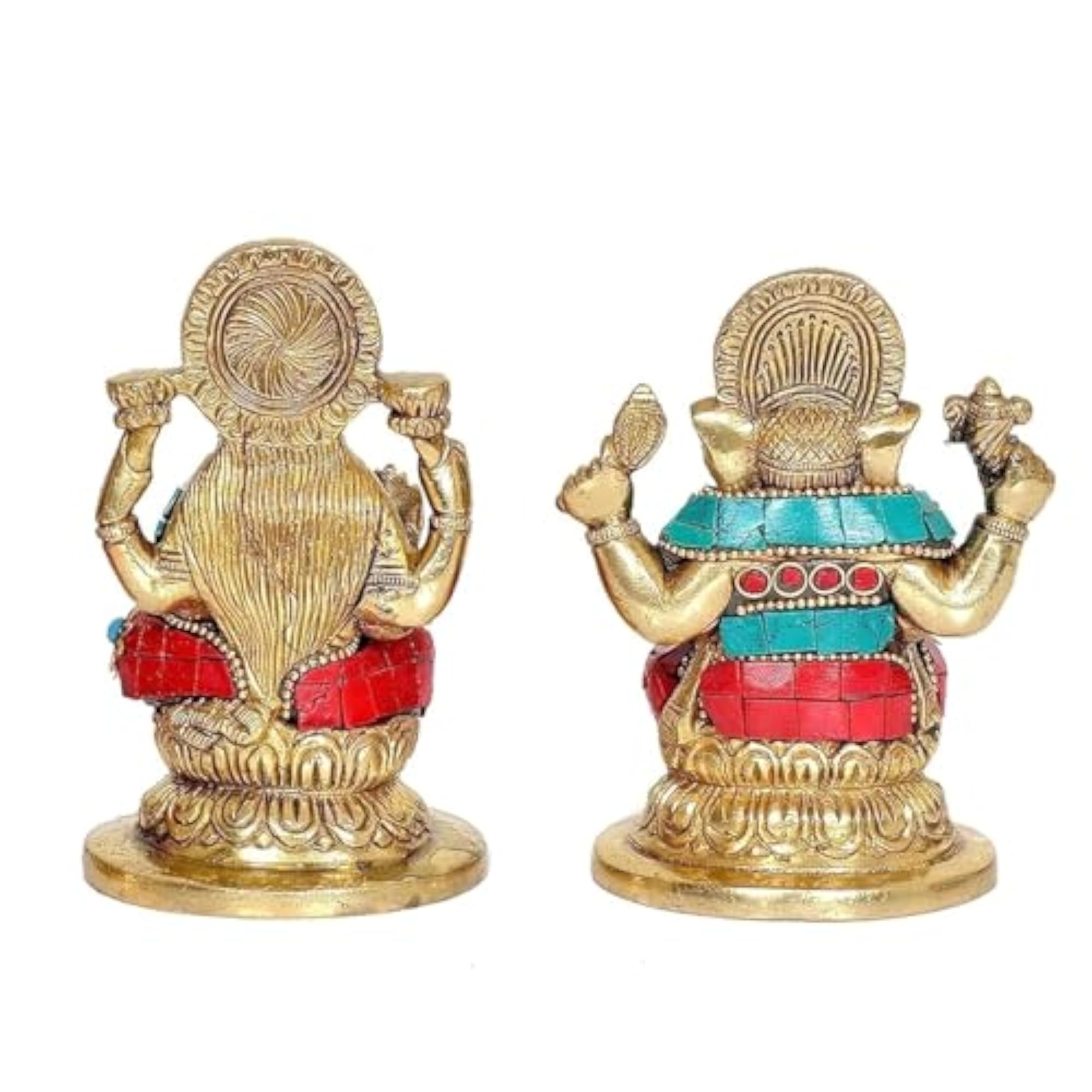 Brass Lakshmi Ganesha Idol for Diwali Puja