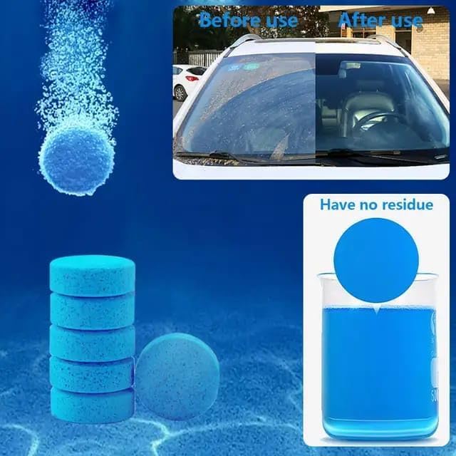Image of NETFLY Car Wiper Detergent Effervescent Tablets Washer Auto Windshield Cleaner Glass Wash Cleaning Tablets Pack of 70