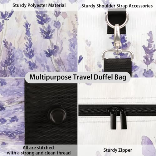TropicalLife Purple Lavender Travel Duffle Bag for Women Men Purple Butterfly Sports Gym Bag Waterproof Carry on Overnight Weekender Bag3