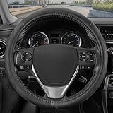 Motor Trend GripDrive Synthetic Leather Auto Car Steering Wheel Cover Black Comfort Grip - Standard 15 inch