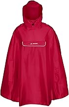 VAUDE Valdipino Poncho - Wasserdichter Fahrrad-Poncho aus recyceltem Polyester, Windabweisend, Reflektierend, Mit Kapuze & Fronttasche - 85cm Länge