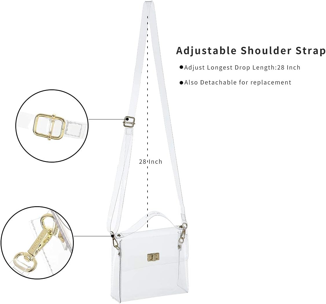 INICAT Clear Bag for Stadium Events Small Crossbody Purse Women Concert Approved Transparent Display Case Top Handbag Beach | Stadium Approved, Cell Phone, Jelly Purse - Image 5