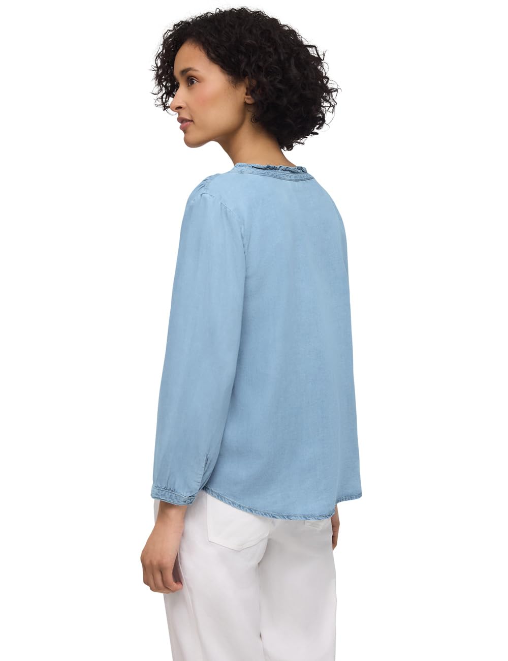Street One 3/4-Arm Bluse mit Split Neck im Denim-Look