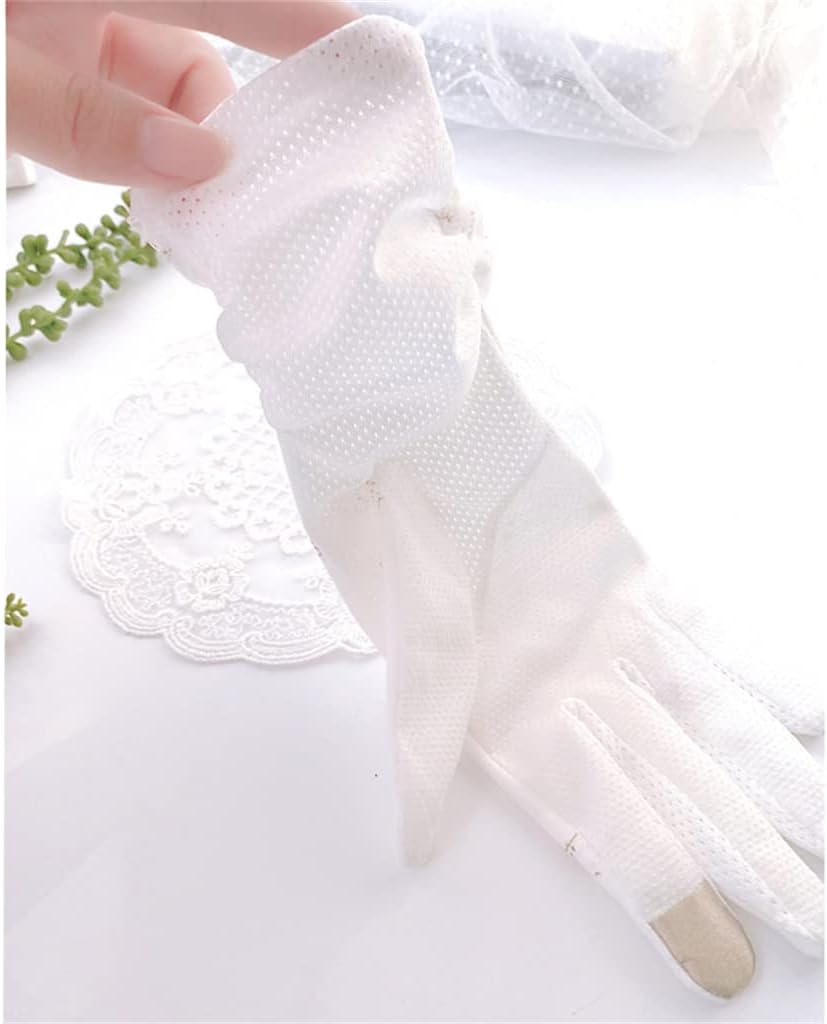 Women's Thin Long-Sleeved Wrist Guard White Driving and Cycling Touch Screen Breathable Gloves