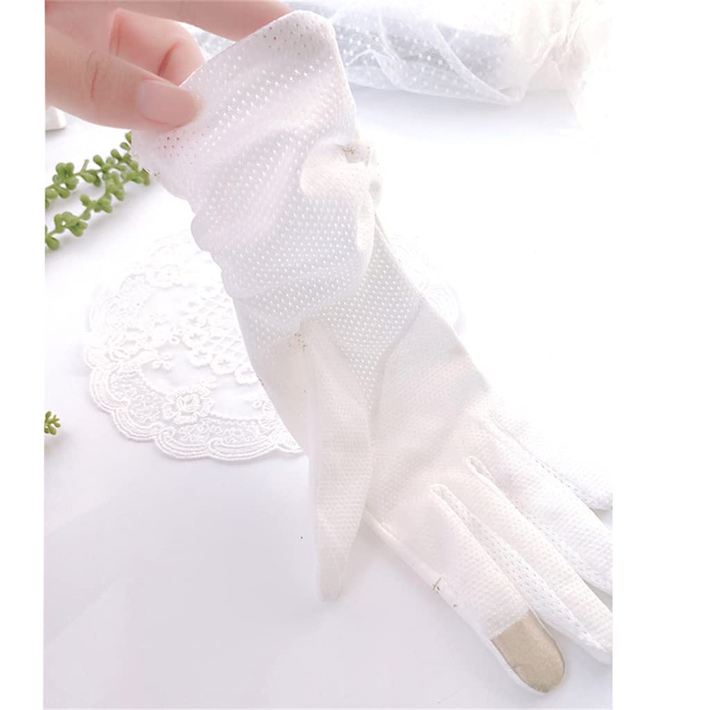 Women's Thin Long-sleeved Wrist Guard White Driving and Cycling Touch Screen Breathable Gloves
