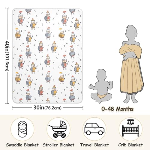 Image of vvfelixl Baby Swaddle Blanket for Boys Girls Simple Trojan Soldiers Baby Blanket for Newborn Nursery Blanket for Crib Stroller 30x40 in