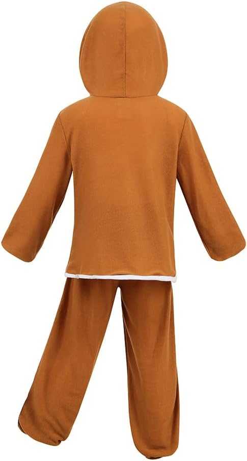 yolsun Children Gingerbread Man Costume Christmas Outfit Funny Cosplay Hooded Clothes