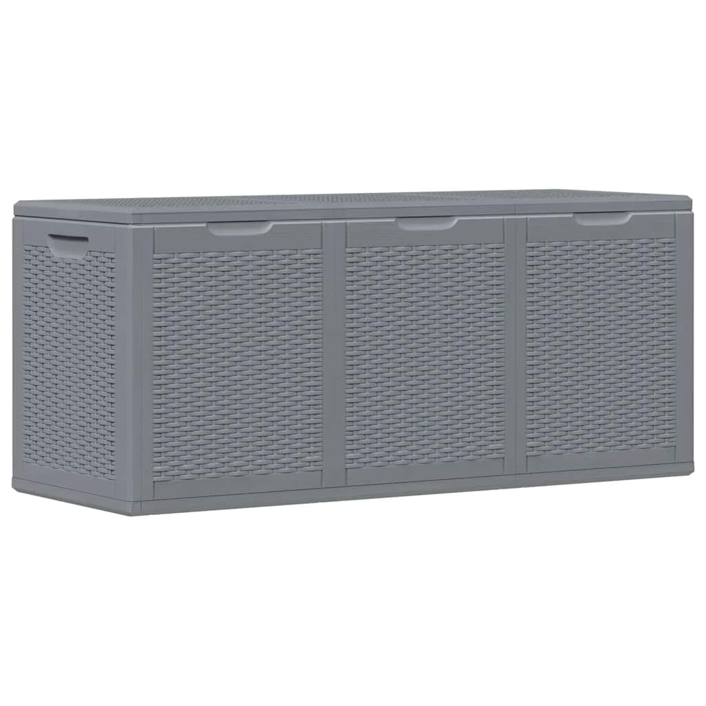 Cassapanca da giardino in rattan PP da 270 litri, design semplice per cuscini e imbottiture, robusta cassapanca da giardino in polipropilene con maniglie laterali per una facile installazione