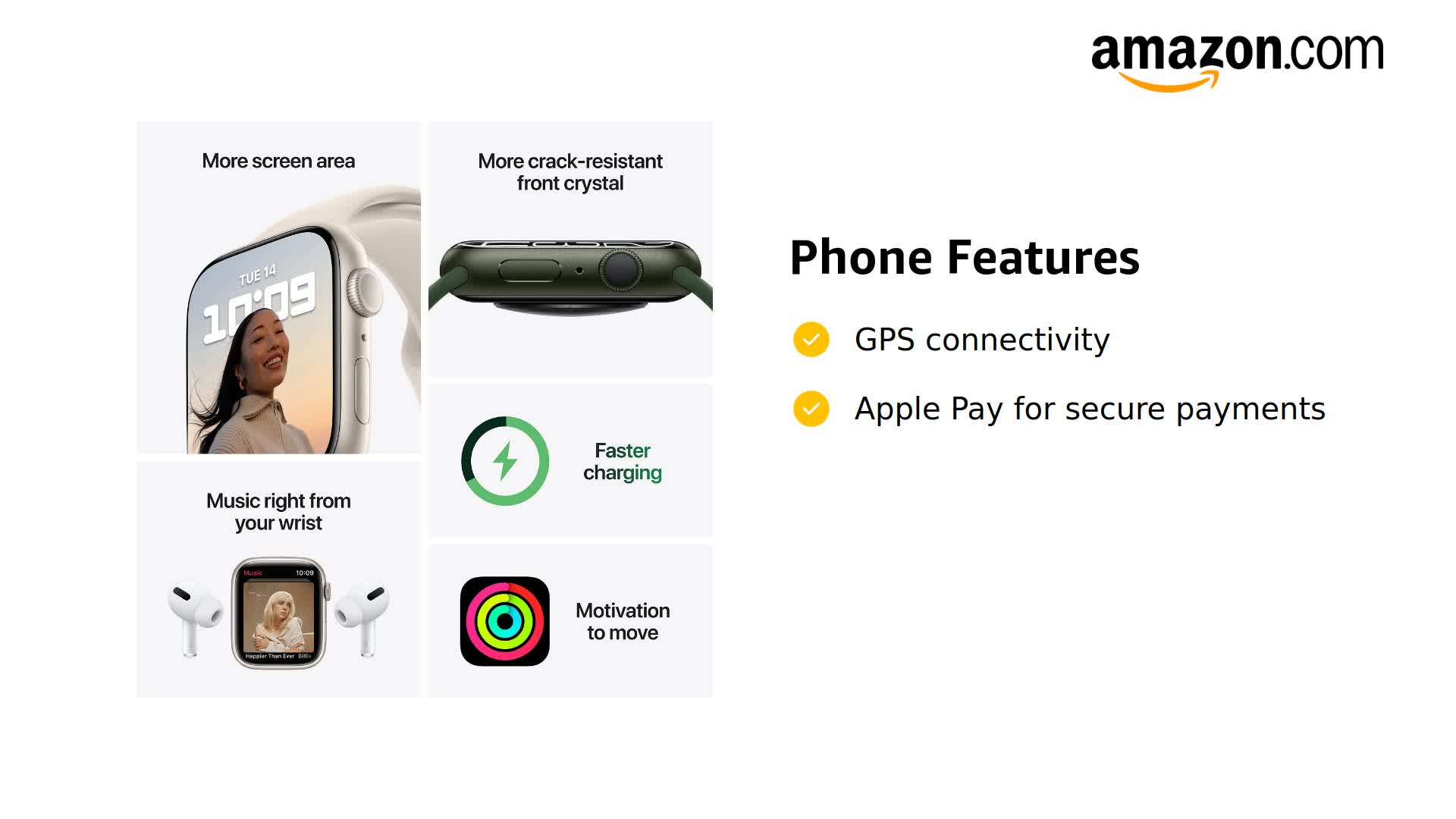 Amazon.com: Apple Watch Series 7 (GPS, 41mm) Midnight Aluminum