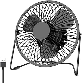 XUAMZ USB Small Desk Fan, 5 Inch Portable Desktop Personal Mini Fan 2 Speed Adjustable 360 Degree Rotation Metal Design Cooling Fan Quiet Operation for Home Office Bedroom (Black)