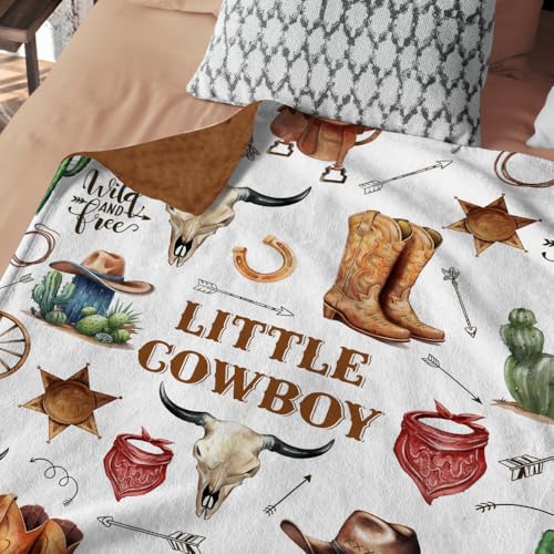 Image of Western Baby Blanket, Cowboy Minky Blankets for Boys Girls, Nursery Room Decor, Soft Warm Lightweight Nursery Bed Blanket for Newborn Toddlers Son Daughter (02)
