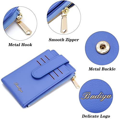Image of Badiya Slim Women Wallet RFID Blocking Bifold Compact 9 Card Slots Holder Wallets Soft Leather with Zipper Coin Pocket 2 ID Window
