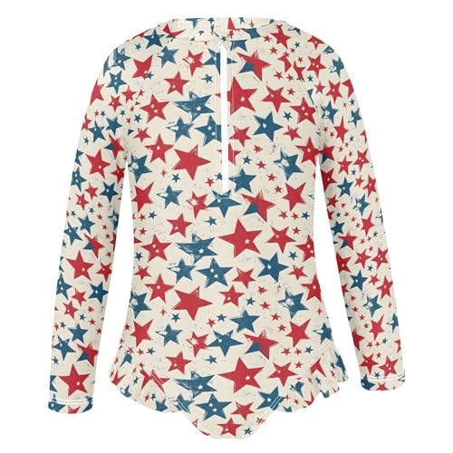 Star Girls Long Sleeve Rashguard Swimsuit UV Protection One-Piece Swimwear Bathing Suit B04034722