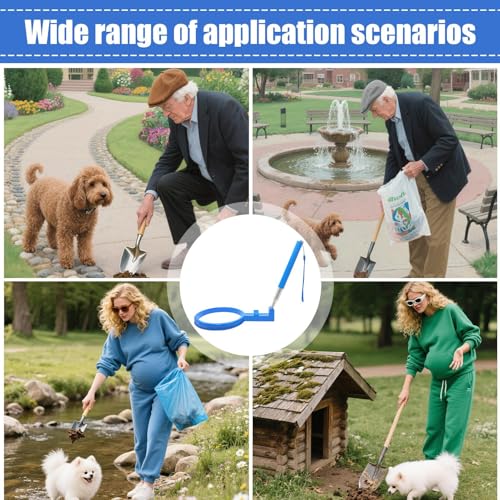 Luieonm Hundekotschaufel | Einfaches Aufnehmen von Hundekot-Fängern – ausziehbarer Griff, faltbarer Picker für Parkspaziergänge, Reisen, Welpen-Abenteuer, Reinigung, bequeme Ausflüge