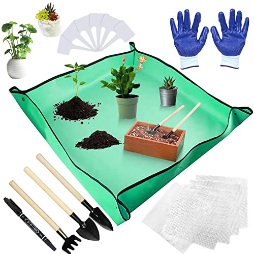 Tappetino Impermeabile per Piante da Giardino,Tappetino da Giardinaggio,Tappetino Giardino Vasi,Tappetino per Rinvaso di Piante,Tappetino da Giardinaggio Pieghevole,Tappetino da Trapianto