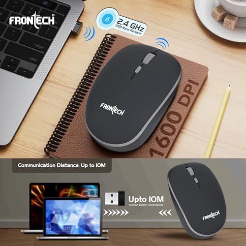 Image of Frontech 61-Key Ultra-Compact Wireless Rechargeable Keyboard & Mouse Combo - 2.4 GHz Nano Receiver, 1600 DPI Precision, Plug-and-Play (KB-0032)