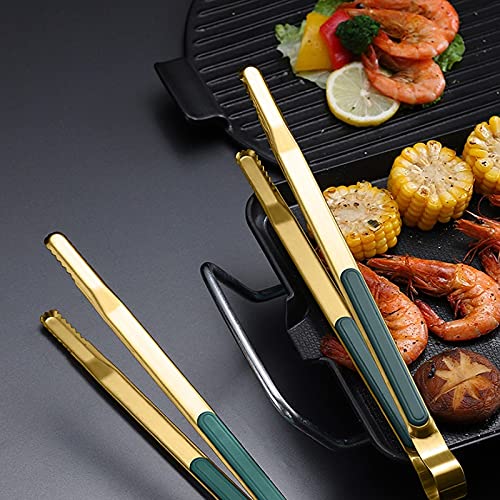 Pinze da Cucina 1pc Pinze per Alimenti in Acciaio Inossidabile Dorato Pinze da Portata Antiscivolo per Barbecue Carne Insalata Pane Accessori da Cucina Cottura