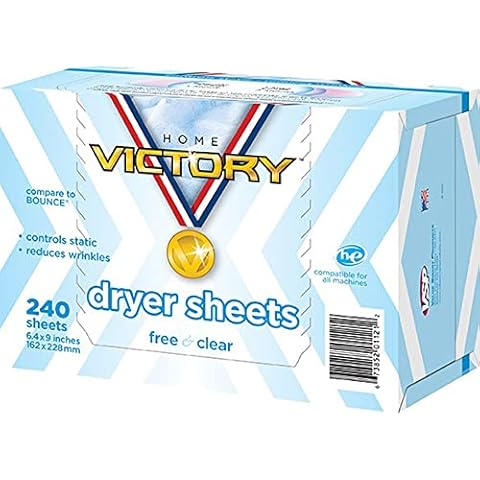 HOME VICTORY Dryer Sheets: Free & Clear Unscented Laundry Fabric Softener Sheets - Reduces Wrinkles - Controls Static - Softens Fabric (240 Count) Cover