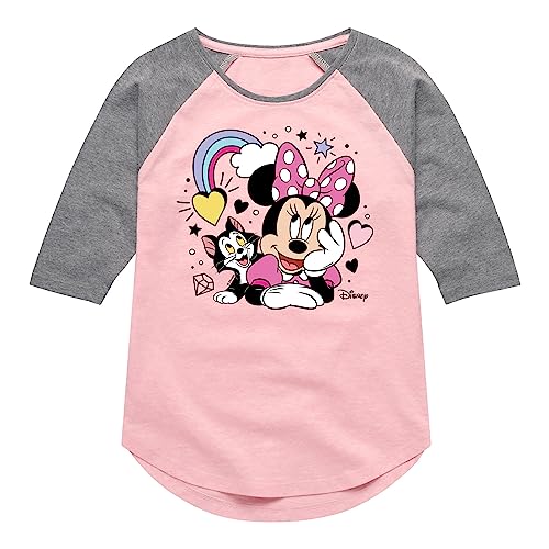Disney Jr - Minnie with Figaro - Toddler & Youth Girls Raglan Graphic T-Shirt