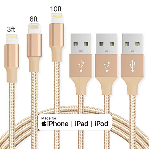 MFi Certified Lightning Cable - Novtech 3Pack 3FT 6FT 10FT iPhone Cable Nylon