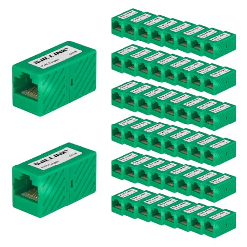 Image of iwillink RJ45 Coupler Ethernet Connector, Female to Female, 50 Pack, Green | Extender Adapter, For Cat7 Cat6 Cat5e Cat5 Ethernet Cable Female Connector