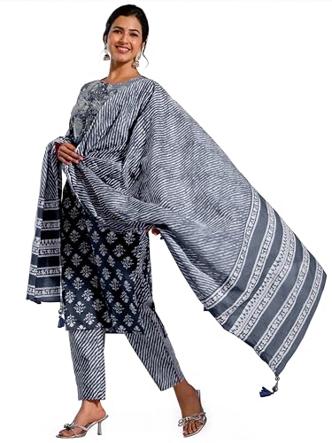 Image of MIRCHI FASHION Pure Cotton Women Straight Batik Printed Kurti Set with Dupatta and Pant