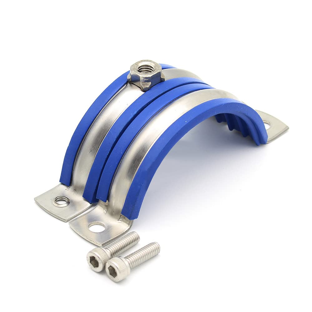Abrazadera de manguera acolchada de goma de acero inoxidable redonda de 2 uds para tubo PPR/PVC/abrazadera de Metal/soporte de tubo/instalación de cable o tubería, 199,205mm