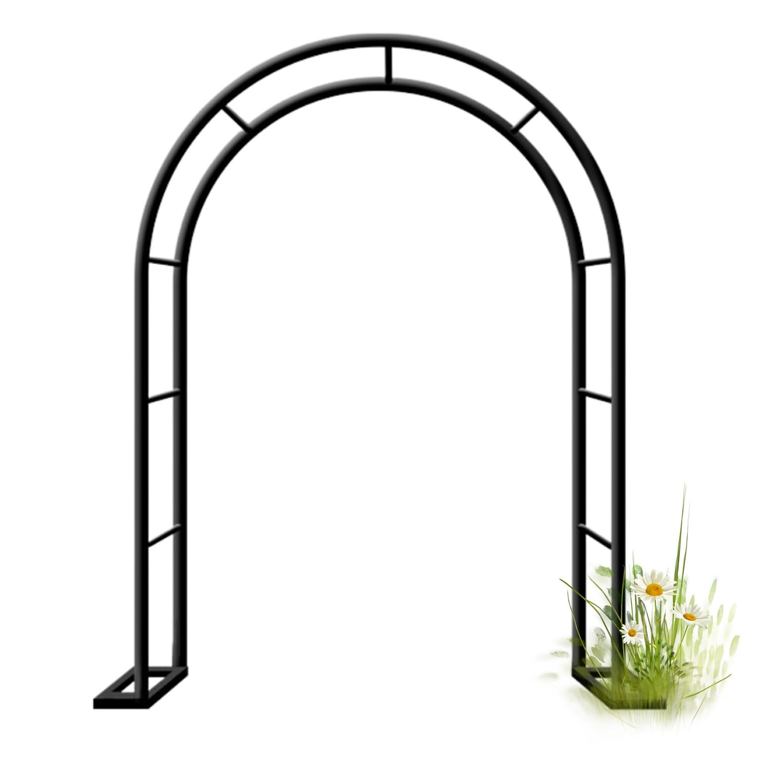 Metalowy łuk ogrodowy krata do roślin pnących - altana zewnętrzna do róż i winorośli dekoracja ślubna - czarny design 350 x 220 cm akcesoria ogrodowe
