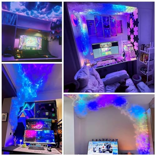 Image of Upgraded 3D Thundercloud LED Light, Cloud Music Sync Multicolor Changing Strip Light, Atmosphere DIY Creative Thunder Cloud Lamp Wall Ceiling Light for Bedroom Gaming Room Party (19.8 feet)