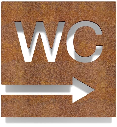 Enseigne de WC vintage - autoadhésif - Panneau de toilette retro avec flèche - W.02.R