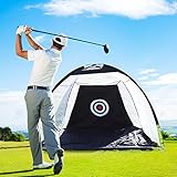 【Juega en cualquier lugar】 Esta malla de golf plegable mide 3 x 1.8 x 2 m, que es suficiente espaciosa para practicar pero no demasiado grande para la práctica en casa. Le permitirá instalar el campo de práctica en la oficina, en el patio de su casa e incluso en cualquier entorno natural.