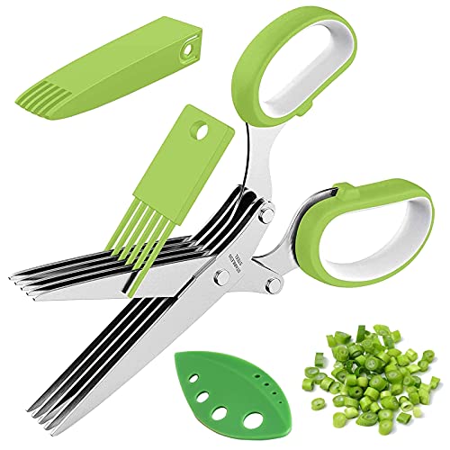 Forbici Erbe Aromatiche Set 4 Pezzi Forbici Erbe Acciaio Inossidabile Forbici Cucina Multifunzione Forbici Verdure Acciaio Inossidabile con Spazzola per Tritare Erba Cipollina Prezzemolo e Tanto Altro