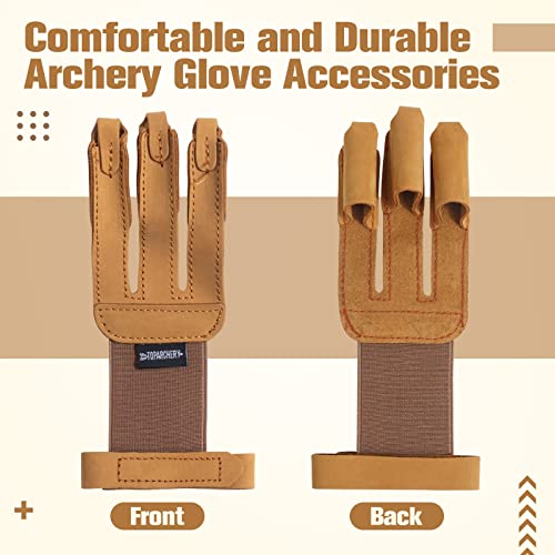 Rmisodo 2 Pieces Archery Glove 3 Finger Leather Hand Finger Protector Guard For Shooting Hunting #TOP1