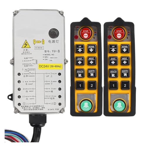 YU-8 Industrial Hoist Controller Anti-Fall Waterproof Acid Oil Resistant Crane Lift Remote Control Switch DC24V AC220V AC380V(AC220V)