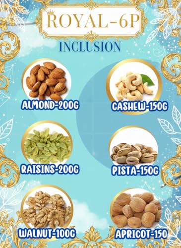 Image of Browntree Royal-6P - 950g | Almonds, Cashews, Pistachios, Raisins, Walnut Kernels & Apricots | Premium Designer Gift Box | Luxury Festive Gift Pack for Wedding , Birthday and all celebration | Premium Gift Hamper | Corporate Gifts