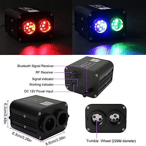 Image of AZIMOM Dual Color 20W Twinkle 1000pcs Fiber Optic Starlight Headliner Kits 0.03in 13.1ft Fiber Strands End Glow Sound Activated Remote APP Control RGBW Light Source Home Ceiling Car Headliner Decor