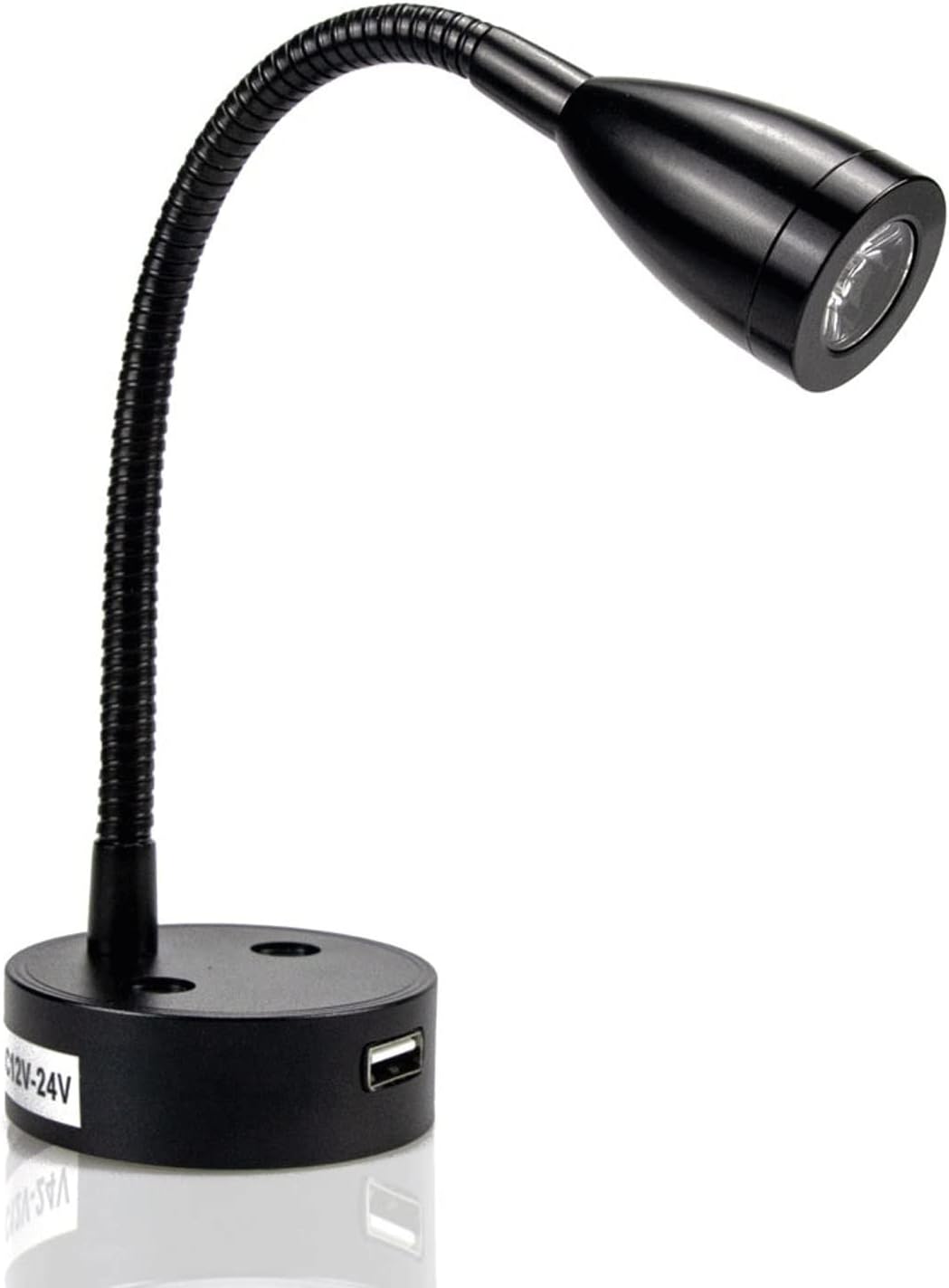 Wall Lamps Dimmable Gooseneck Wall Light LED Reading Light 24V with USB Charging Port RV Reading Light