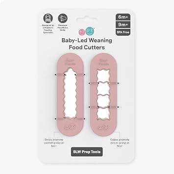 ezpz Baby-Led Weaning Food Cutters 2 pack in Blush - 6/9 Months + | Food Prep for Infants - Designed by a Pediatric Feeding Specialist