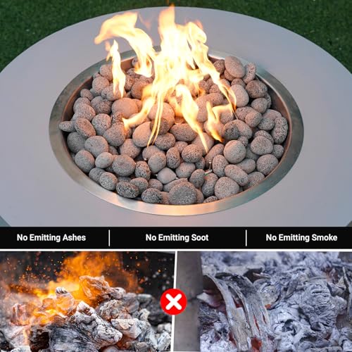 Image of Skyflame 2-3 Inch Natural Tumbled Lava Stones for Fire Pit Fireplace | 15 Pounds, Round Lava Rock Pebbles, Garden Landscaping Decoration, Cultivation of Potted Plants