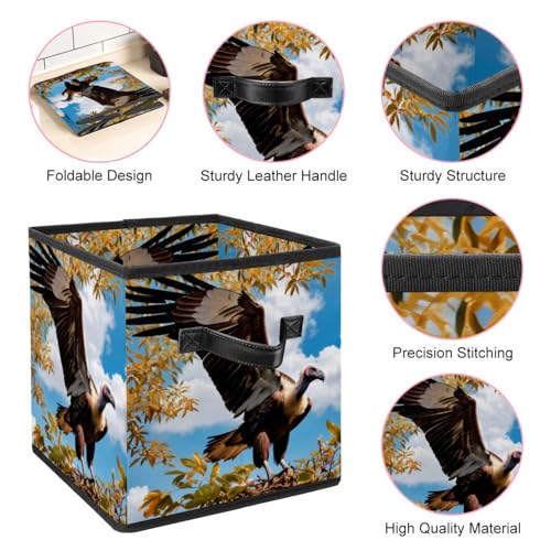 Boîte de rangement pliable panier cube étagère dressing joli vautour - 5