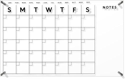 Calendario de pared acrílico de borrado en seco de alta calidad, calendario transparente grande para planificador familiar, organizador borrable