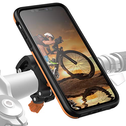 MORPHEUS LABS M4s BikeKit Soporte movil Bicicleta iPhone 11 Pro MAX - Soporte Bici Soporte iPhone 11 Pro MAX & Funda iPhone 11 Pro MAX Soporte Bicicleta montaña Naranja