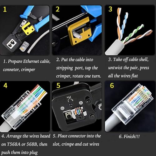 Image of ComTech RJ45 PassThrough Crimping Tool for Ethernet Lan network cable Crimper with Wire Stripper,Cutter for Cat5, Cat5e, Cat6 ModularPlug for RJ11 RJ12 RJ45 Connectors plier hand tool