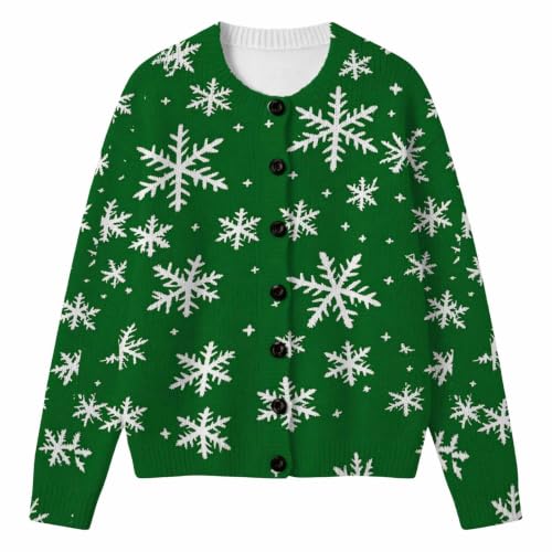 Womens Christmas Cardigan Santa Claus Print Long Sleeve Sweater Coat Fall | Button Up Christmas Cardigan Sweaters For Women Sweatshirt Cute Open Front Long Sleeve Loose Holiday Plus Size Travel Outfits - image 5