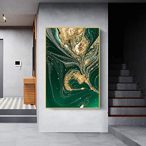 Toile art abstrait feuille d'or 50x75 cm design nordique moderne - 2