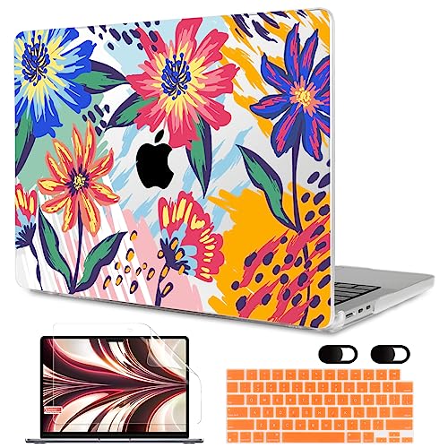Image of MEEgoodo Case for M5 /M4 /M3 /M2 MacBook Air 13 inch 2026 2025 2024 2022, Fit Model A3449 /A3240 /A3113 /A2681, Case Compatible with MacBook Air 13.6-inch, Art Painted Flowers