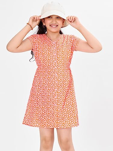 Image of BONKIDS Girl's Cotton Asymmetrical Knee-Length Dresses